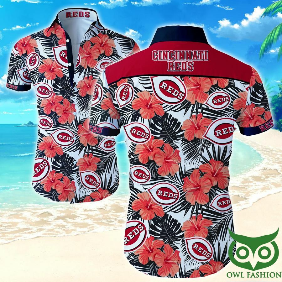 Cincinnati Reds White And Orange Red Flowers Hawaiian Shirt