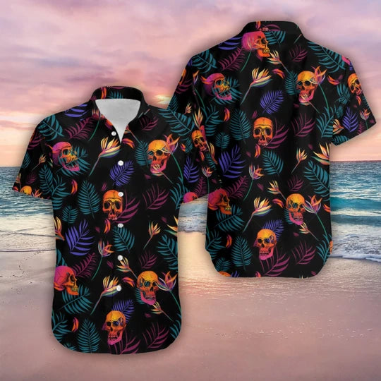 Colorful Skull Spooky For Men Custom Hawaiian Shirt