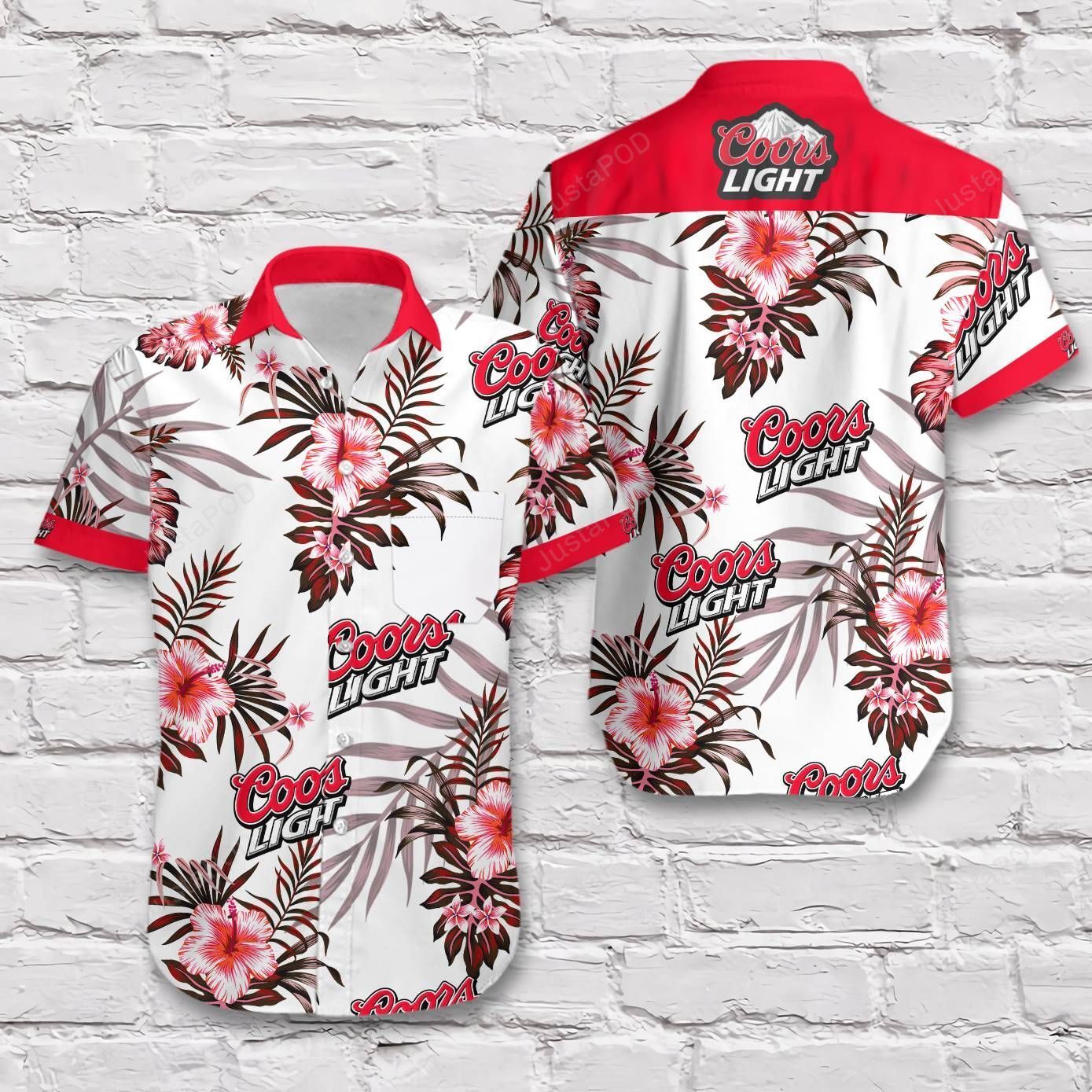 Coors Light Beer Hibiscus Flower Tropical Hawaiian Shirt