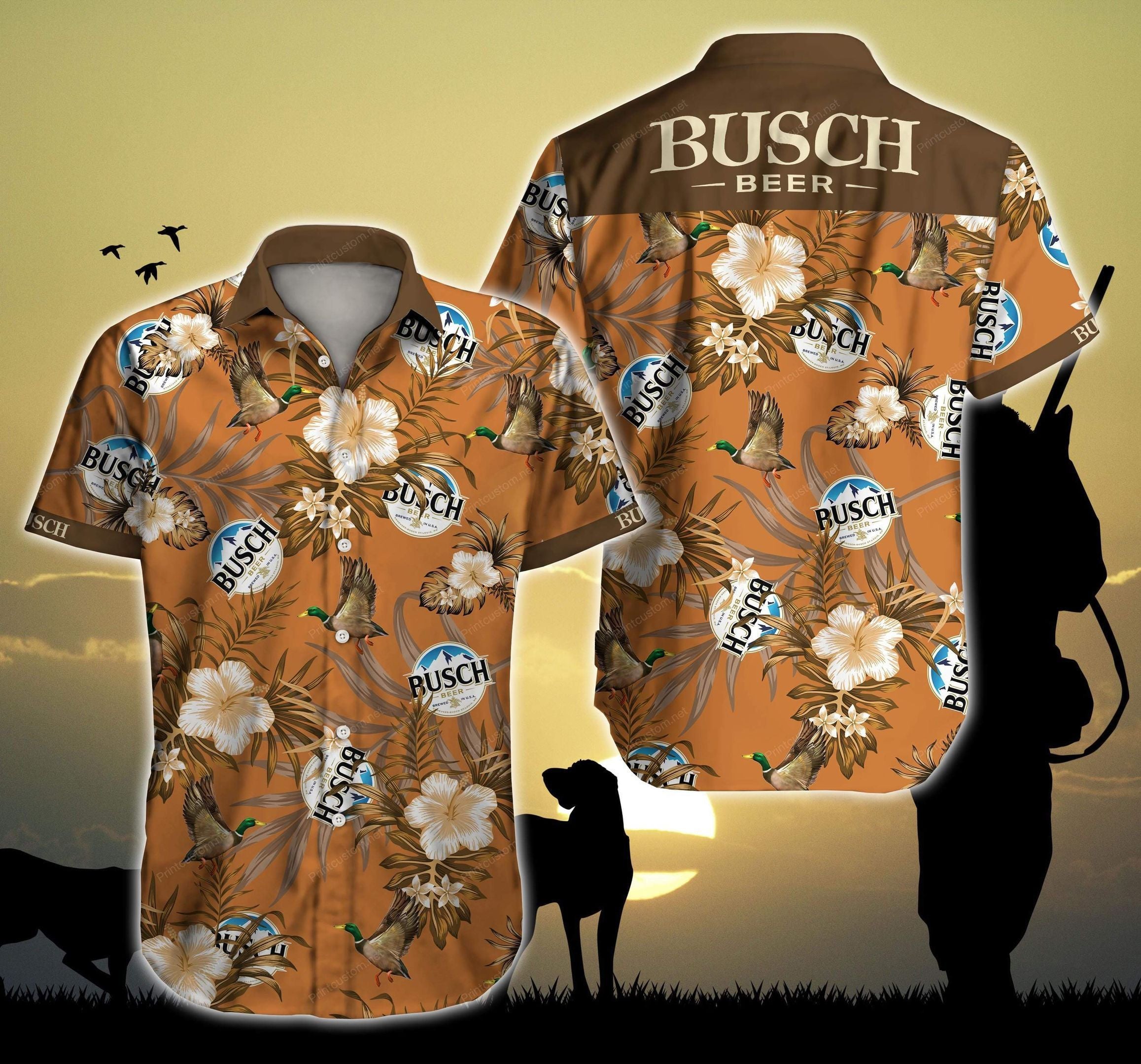 Cover Your Body With Amazing Duck With Tlmus Busch Light Hawaiian Shirt