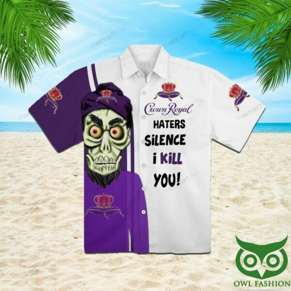 Crown Royal Haters Silence I Kill You Purple Hawaiian Shirt