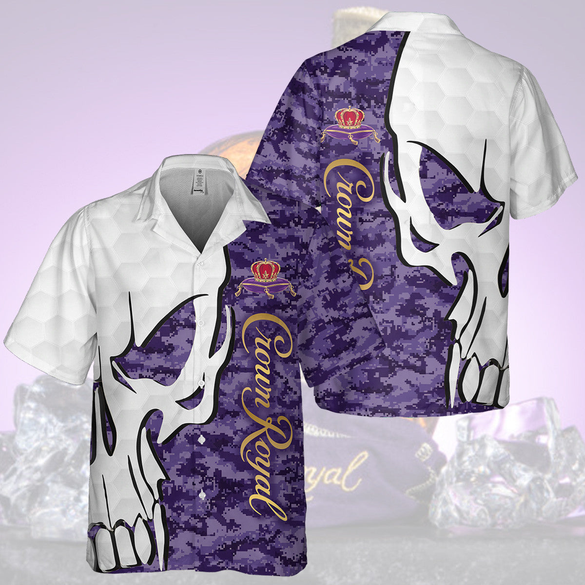 Crown Royal Skull Pattern Hawaiian Shirt