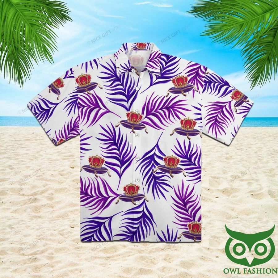 Crown Royal White With Purple Leaves Hawaiian Shirt