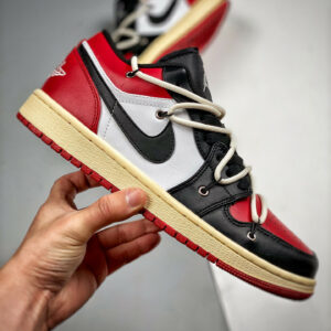 Custom Air Jordan 1 Low Black Red White For Sale