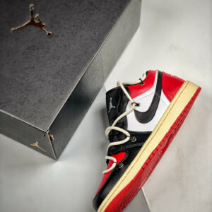 Custom Air Jordan 1 Low Black Red White For Sale