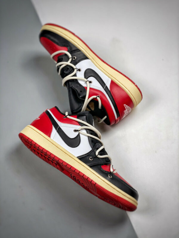 Custom Air Jordan 1 Low Black Red White For Sale