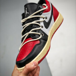 Custom Air Jordan 1 Low Black Red White For Sale