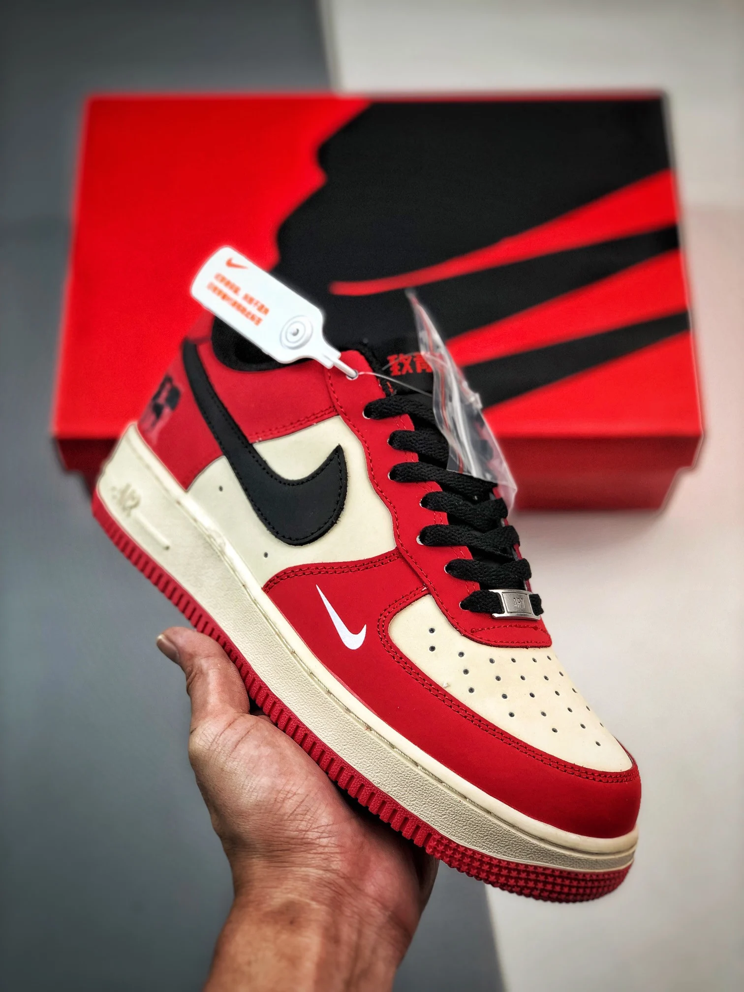 Custom Nike Air Force 1 Low Red White Black For Sale