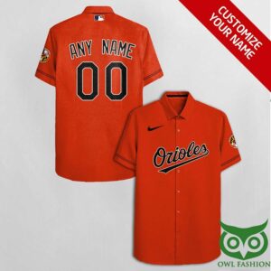 Baltimore Orioles Orange Black Words Hawaiian Shirt