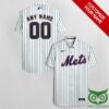 New York Mets Blue Stripes White Hawaiian Shirt