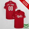 Customized Cincinnati Reds Red With White Team Name Hawaiian Shirt