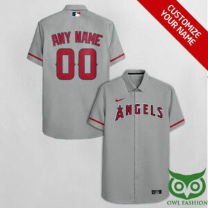 Customized Los Angeles Angels Gray With Red Cassette Hawaiian Shirt