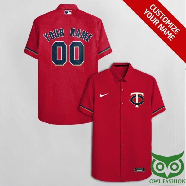 Customized Minnesota Twins Red With White And Team Hawaiian Shirt