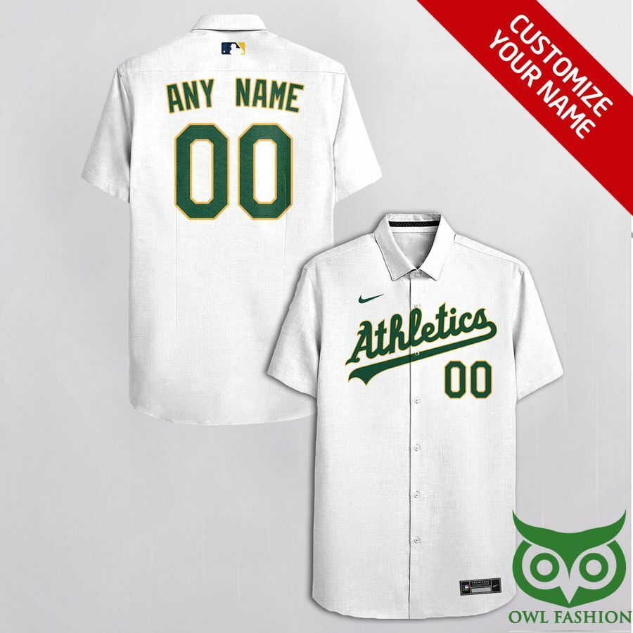 Customized Oakland Athletics White With Green Hawaiian Shirt