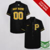 Customized Pittsburgh Pirates Black With Yellow And Team Hawaiian Shirt