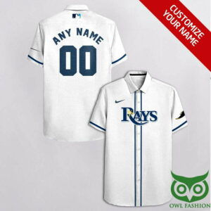 Customized Tampa Bay Rays White With Team On S Hawaiian Shirt