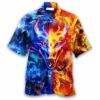 Dragon Half Blue Half Red Fire Hawaiian Shirt