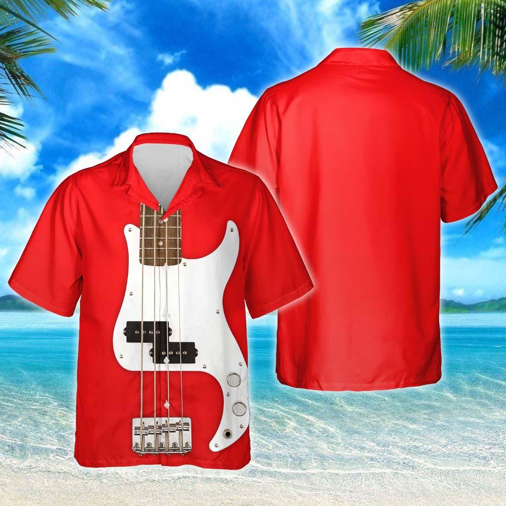 Fiesta Red Bass Guitar Hawaiian Shirt