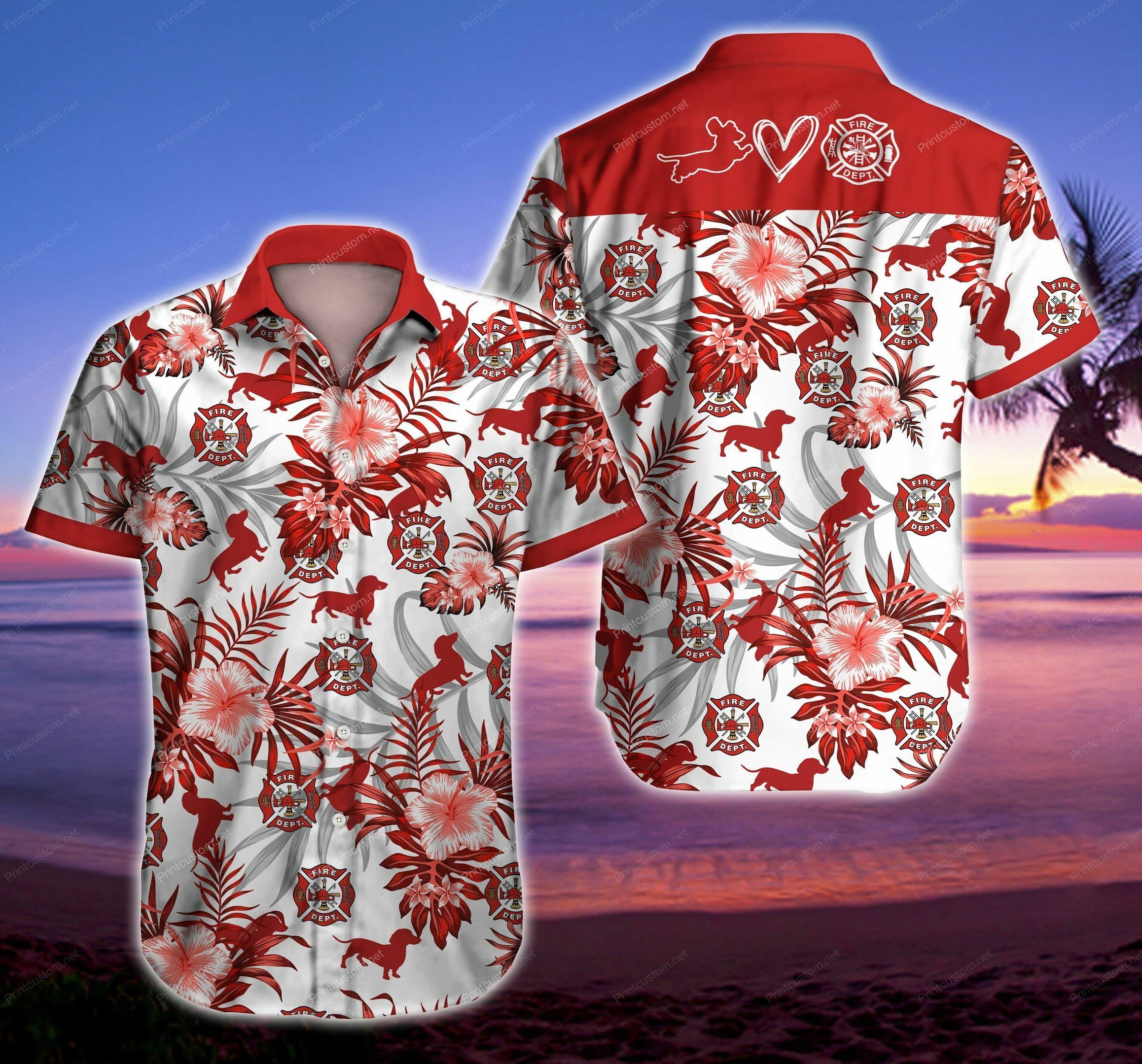 Firefighter Dachshund Love Hawaiian Shirt