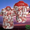 Firefighter Dachshund Red Flowers White Hawaiian Shirt