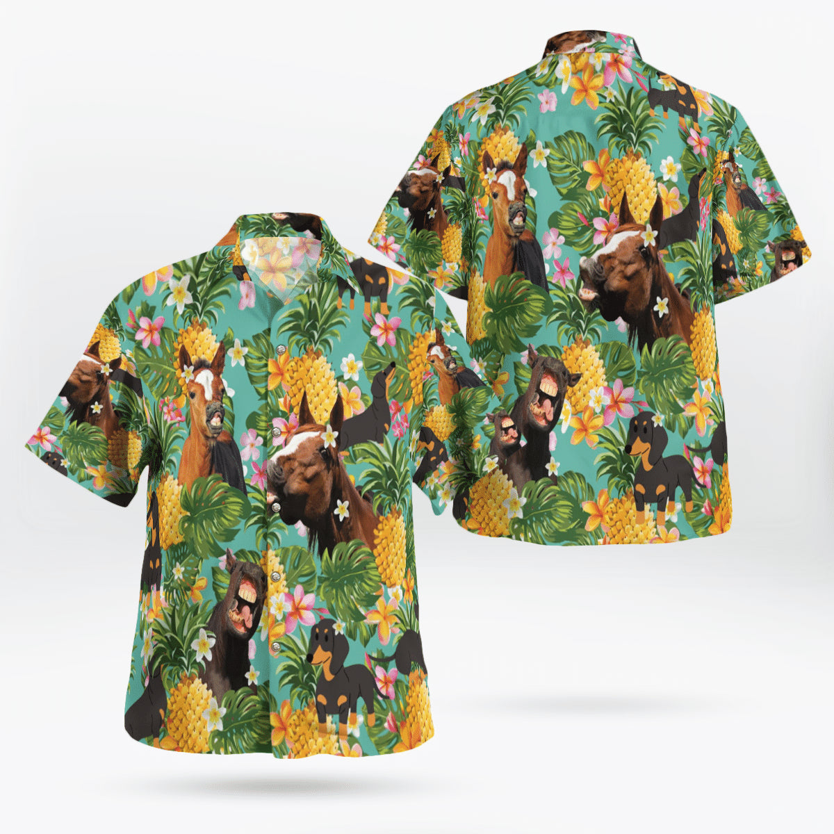 Funny Horse And Dachshund Hawaiian Shirt