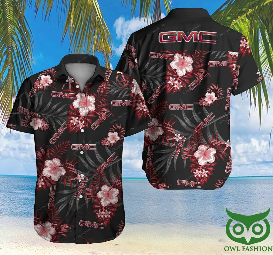 Gmc Truck Pink Floral Black Gray Hawaiian Shirt