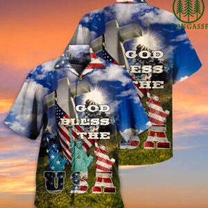 God Bless Usa Statue Of Liberty American Hawaiian Shirt