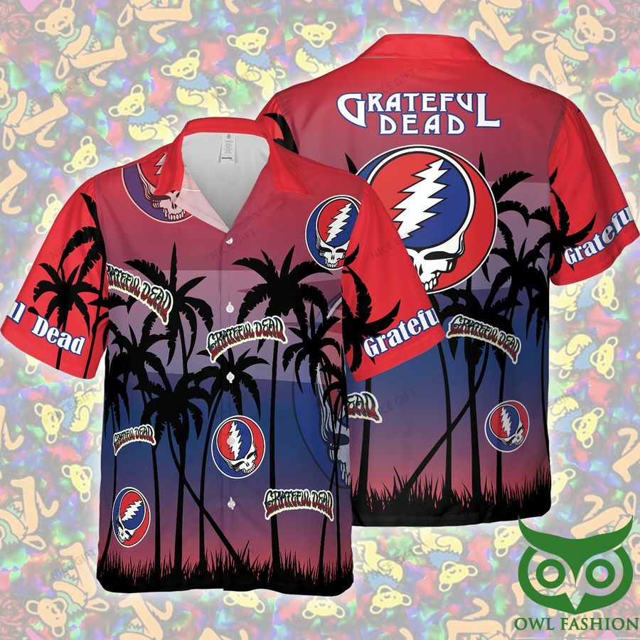 Grateful Dead Red And Blue Gradient Hawaiian Shirt