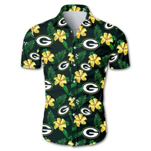 Green Bay Packers Green Floral Hawaiian Shirt