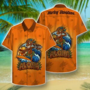 Harley Davidson Hawaiian Shirt Beach Summer Outfit