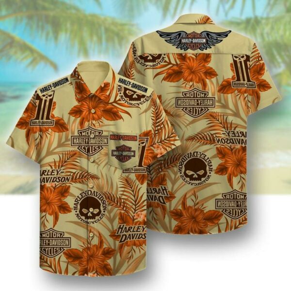 Harley Davidson Hawaiian Shirt Beach Summer Outfit