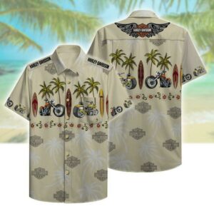 Harley Davidson Hawaiian Shirt Beach Outfit Summer