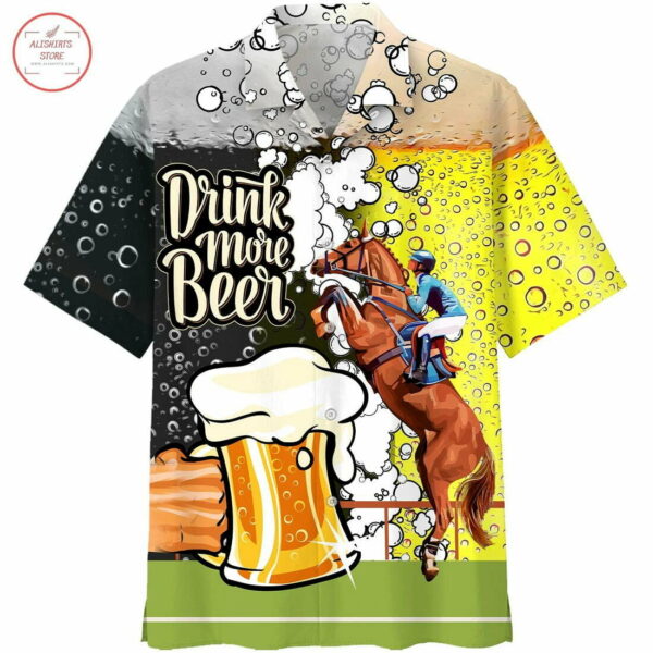 Horse Racing Beer Hawaiian Shirt Summer Outfit Beach