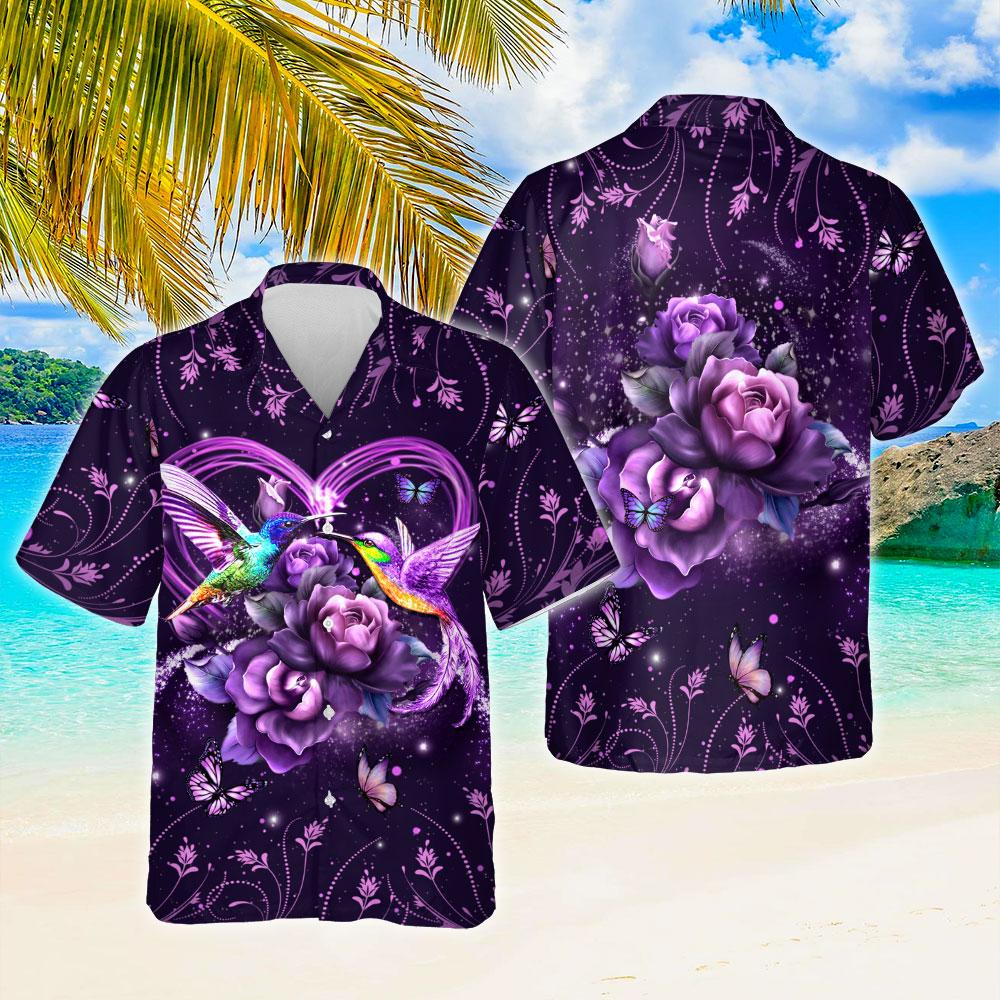 Hummingbird Roses Hawaiian Shirt Outfit Beach Summer