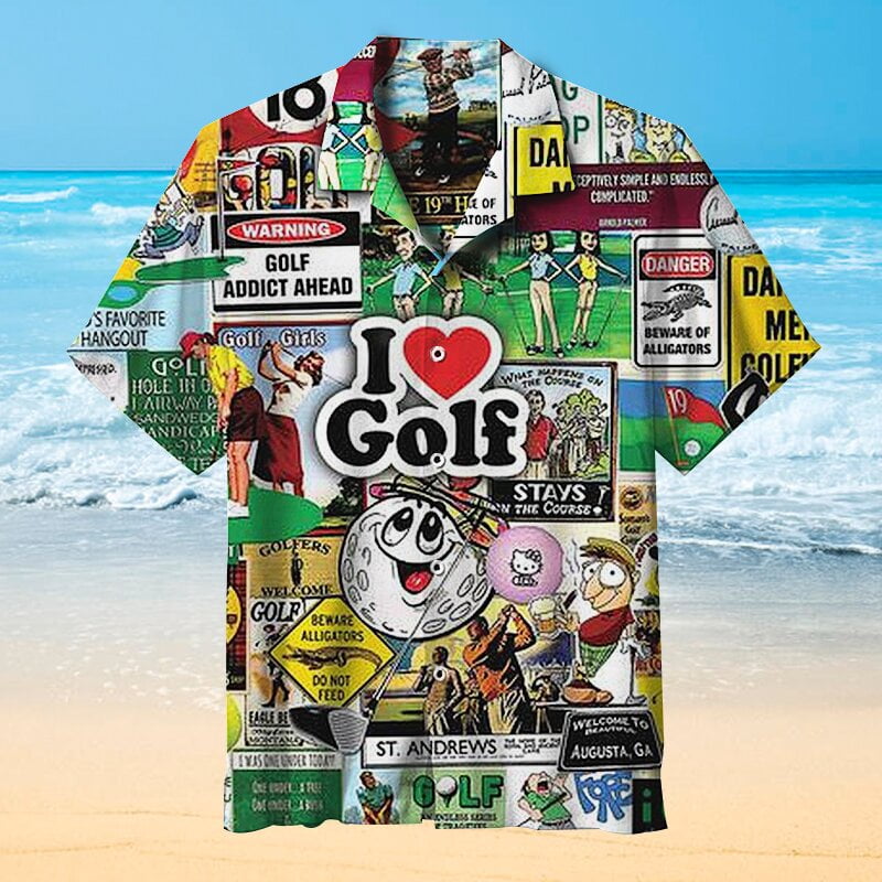 I Love Golf Hawaiian Shirt Beach Summer Outfit