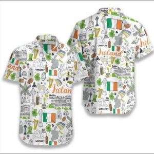 I Love Ireland Doodle Hawaiian Shirt