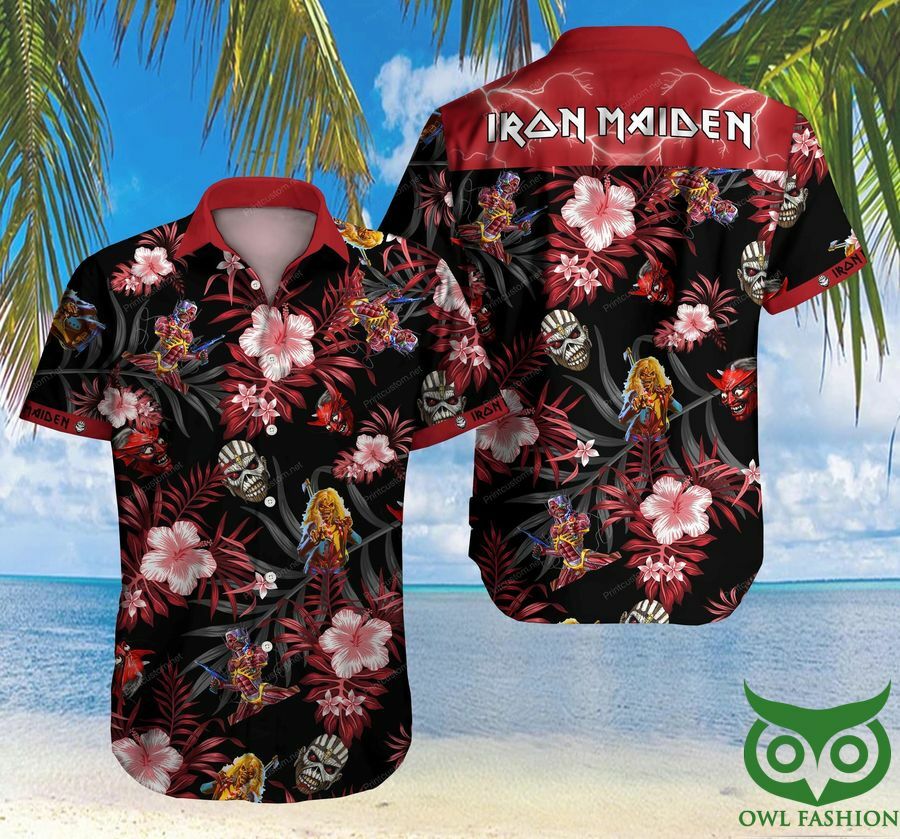 Iron Maiden Heavy Metal Band Black And Red Hawaiian Shirt