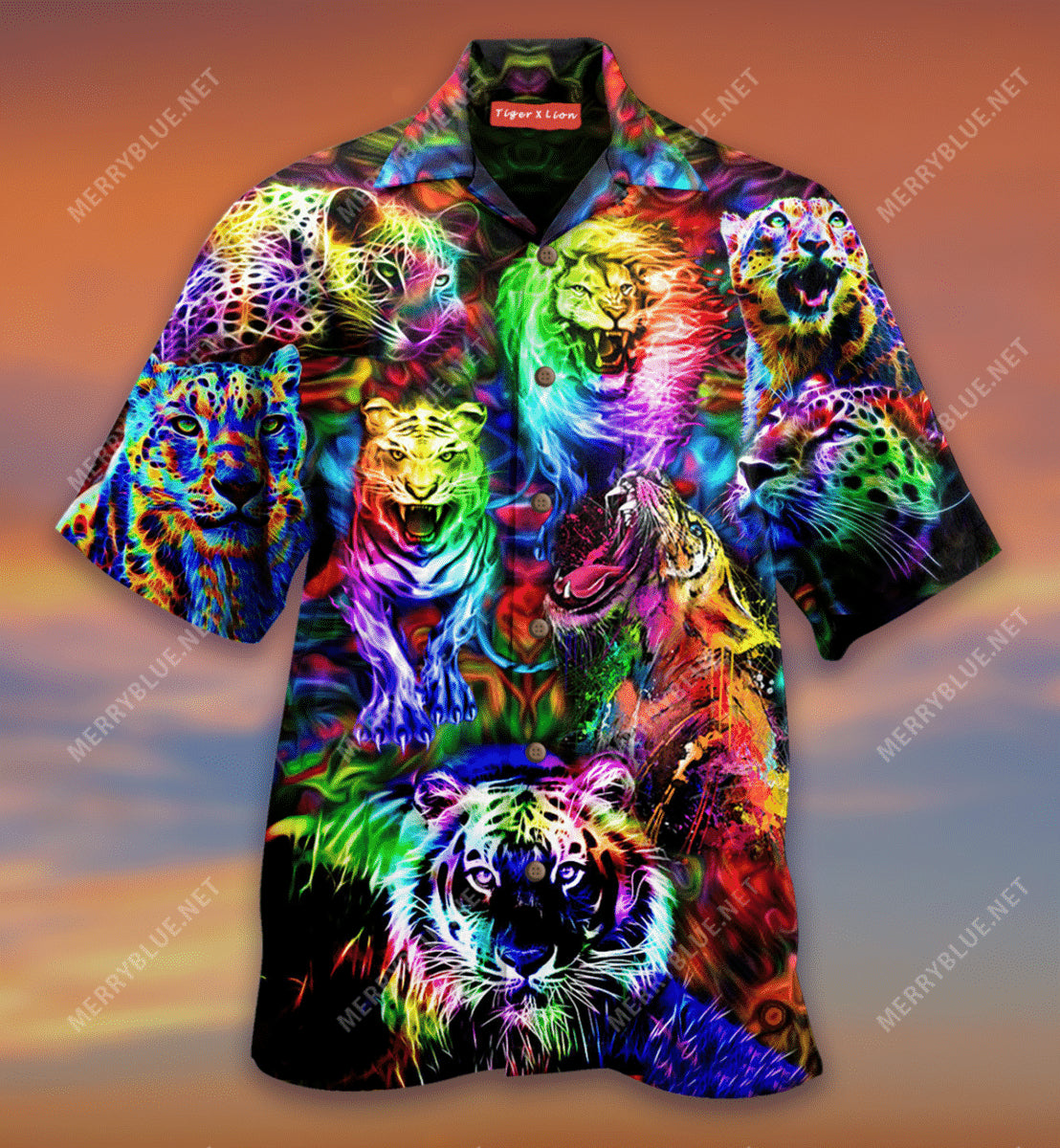 King Of The Jungle Lion Tiger Leopard Colorful Hawaiian Shirt