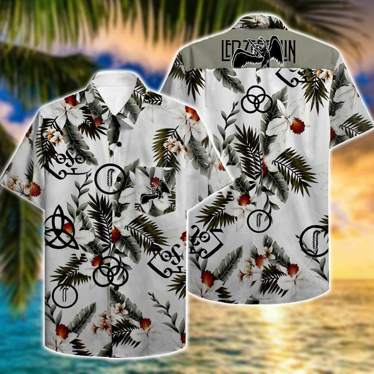 Led Zeppelin Hawaiian Shirt Outfit Summer Beach