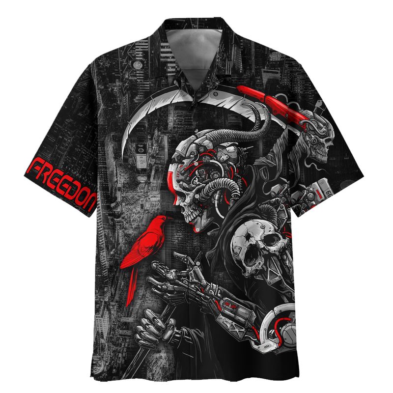 Machinery Skull With Scythe Hawaiian Shirt