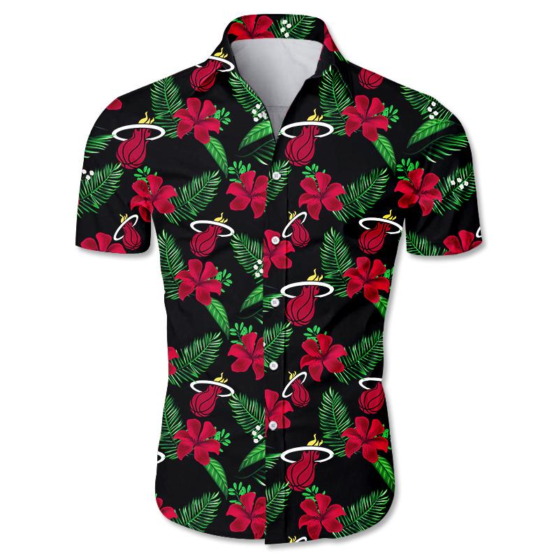 Miami Heat Floral Small Flowers Hawaiian Shirt