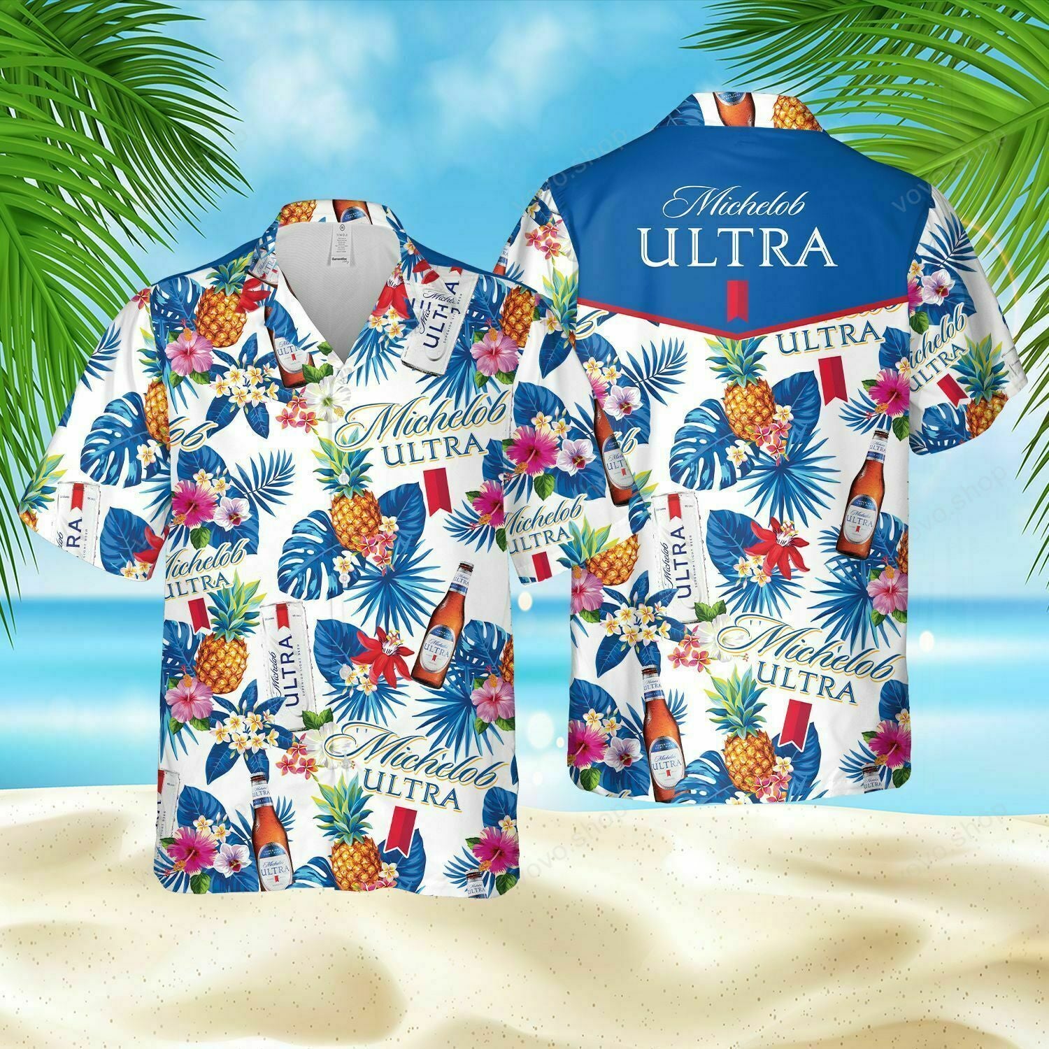 Michelob Ultra Beer And Hawaiian Shirt