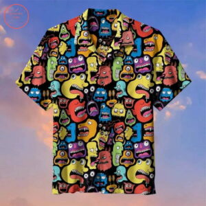 Monster Faces Pattern Art Hawaiian Shirt