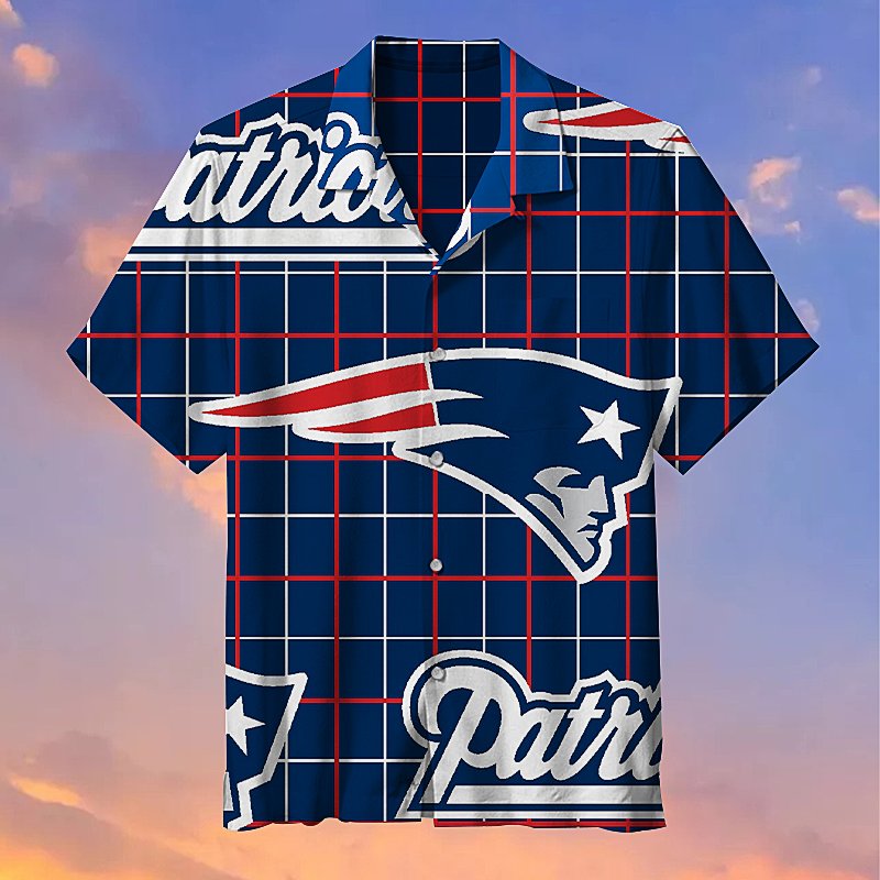 New England Patriots Striped Hawaiian Shirt