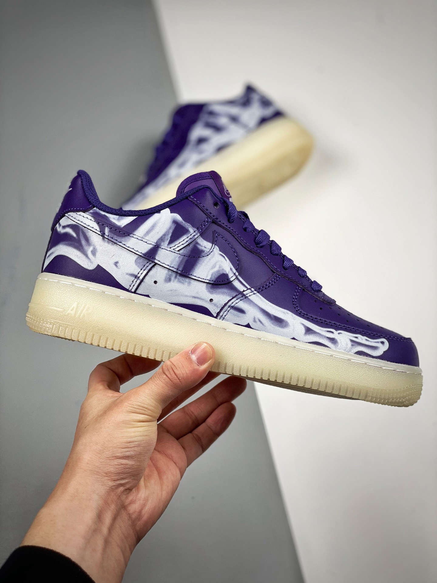 Nike Air Force 1 Low Skeleton Court Purple White For Sale