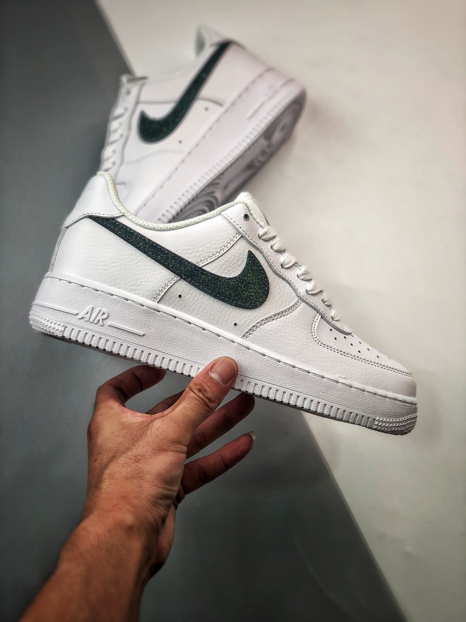 Nike Air Force 1 Low Glitter Swoosh Green DH4407-100 For Sale