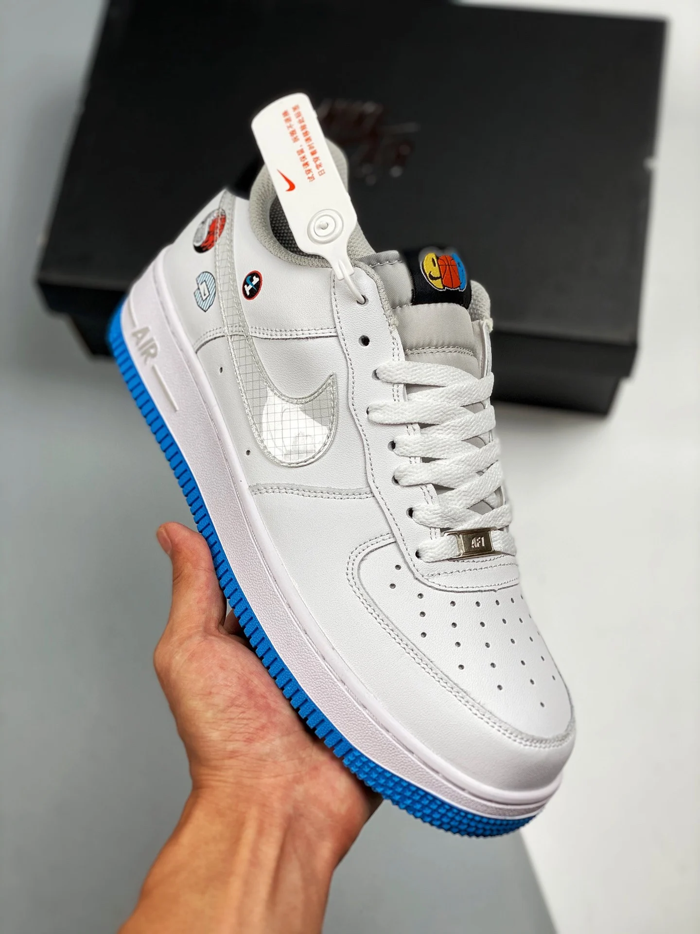 Nike Air Force 1 Sticker White Wolf Grey Black Multi-Color For Sale