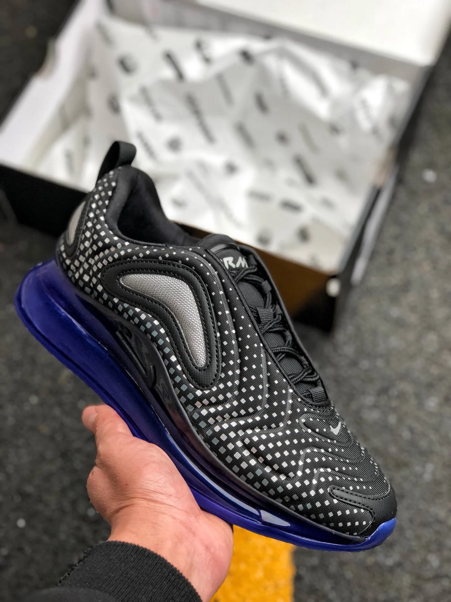 Nike Air Max 720 Black Black-Racer Blue-Reflect Silver For Sale