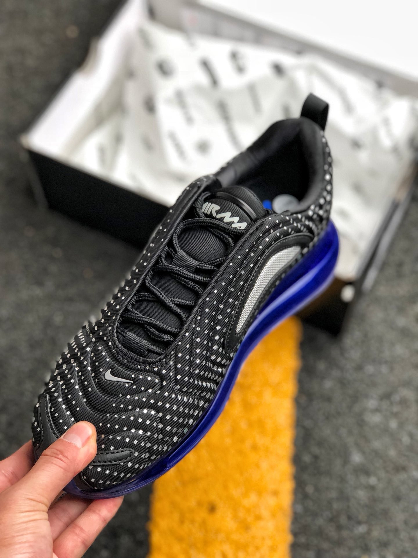 Nike Air Max 720 Black Black-Racer Blue-Reflect Silver For Sale