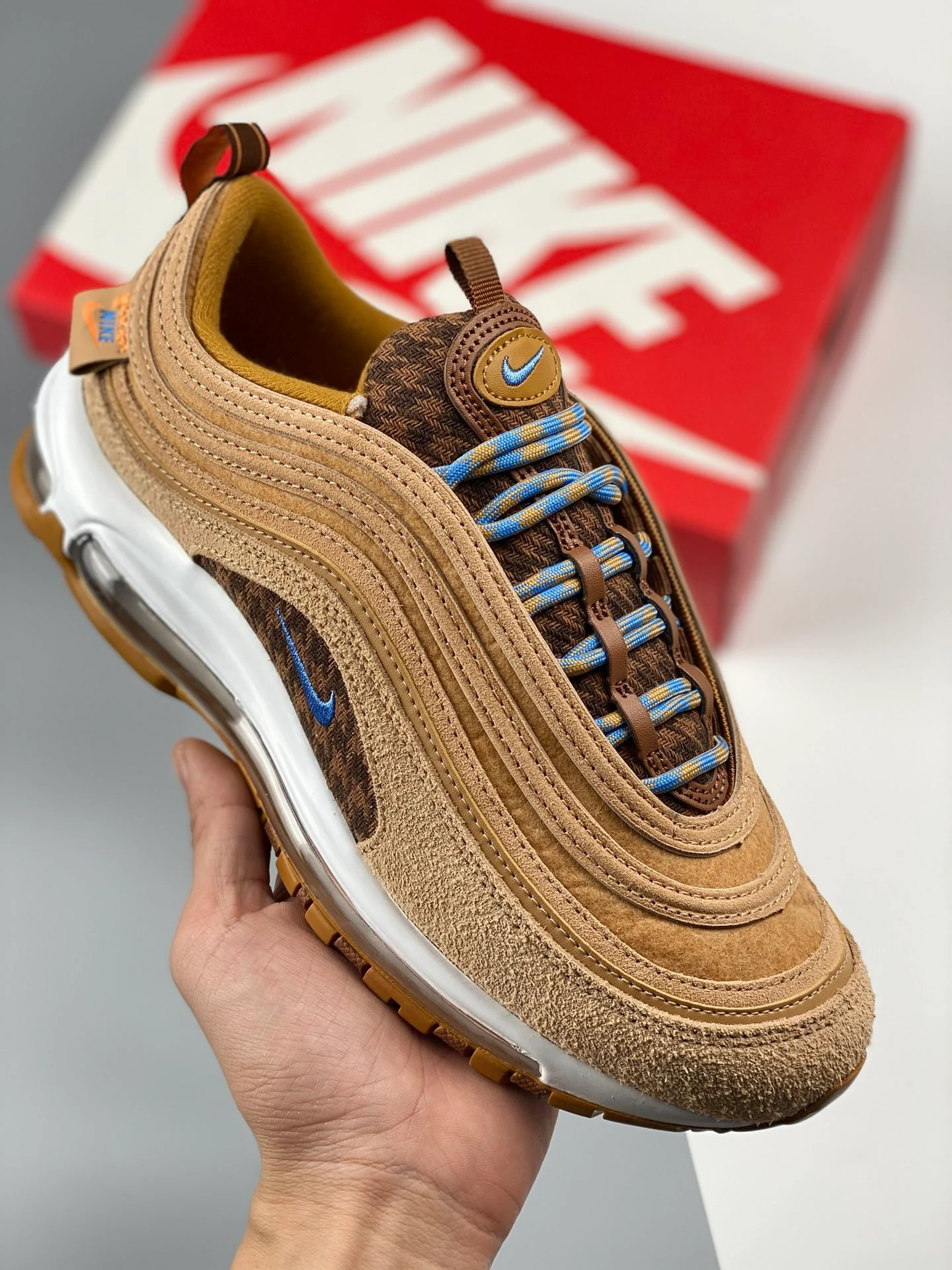 Nike Air Max 97 Teddy Bear Wheat Celestine Blue-Flax-Gum DZ5348-288 For Sale